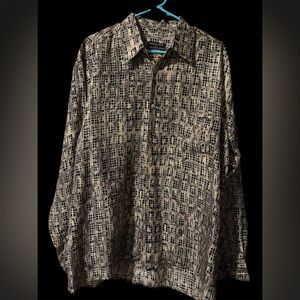 Burma Bibas Geometric 100% Silk Print vintage Shirt size L